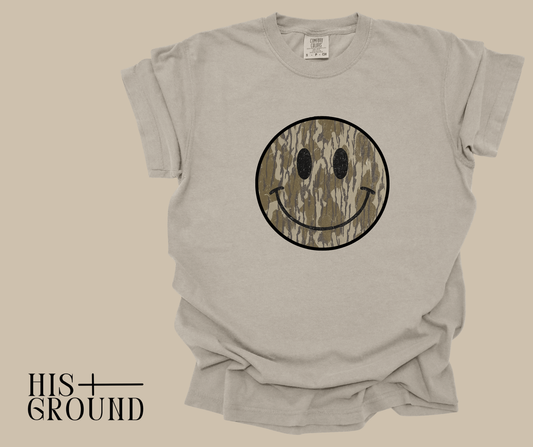 Camo Smiley T Shirt / Adult